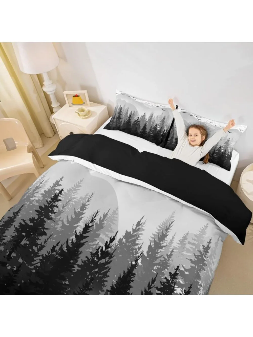 Nature-Inspired Kids Bedding Set - Queen Size, Cozy & Stylish for All Ages